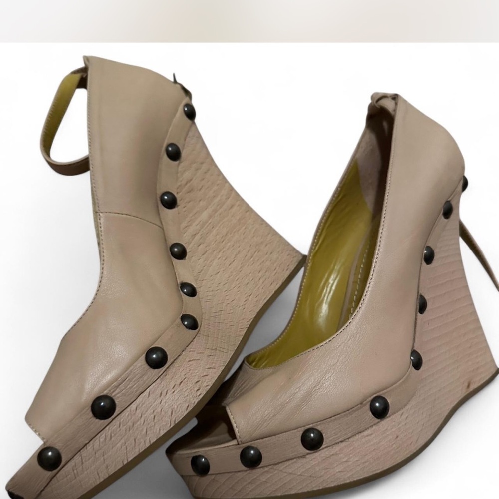 Etro Beige Wedge Sandals with Black Accents